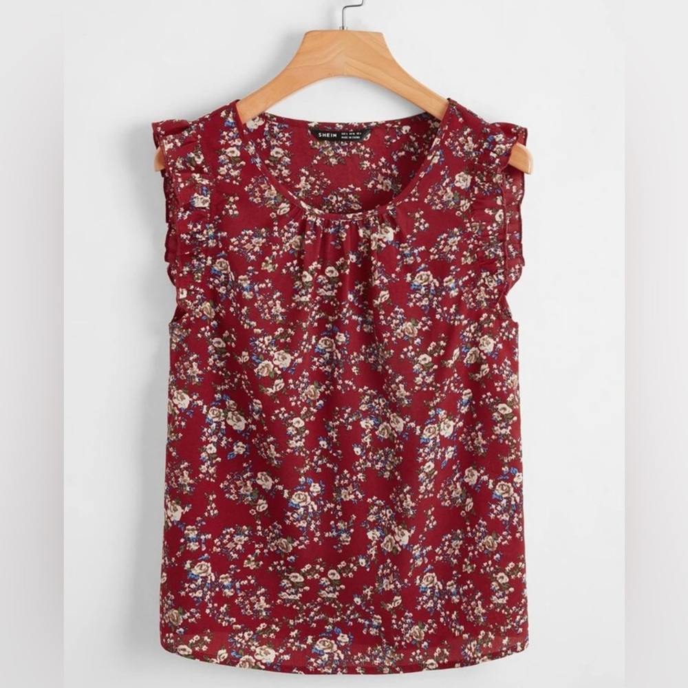 LIKE NEW! Frill Trim Floral Dress Top